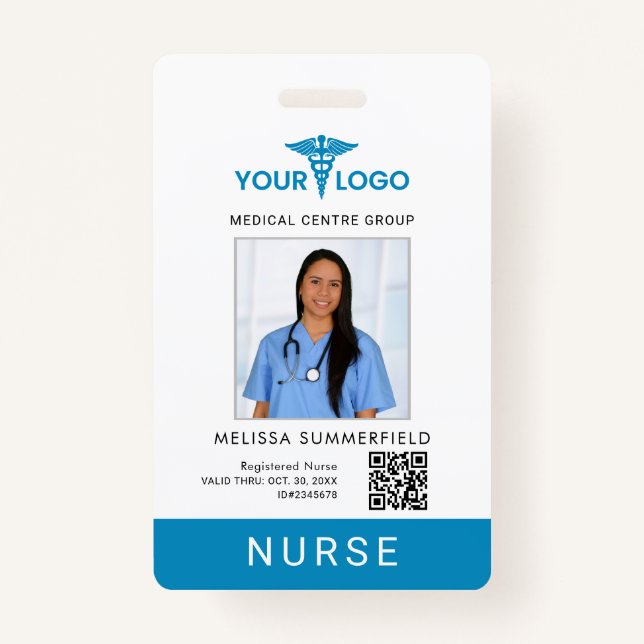 Badge Business Logo QR Code Registered Nurse Photo ID  (Devant)