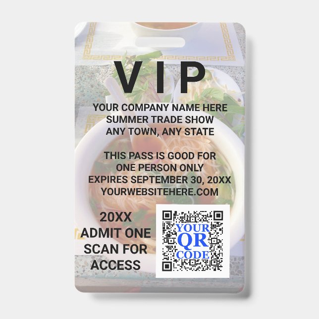 Badge Business QR Code Light Photo Cool Promo Evénement  (Front)