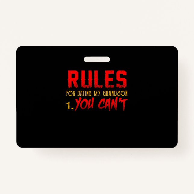 Badge Cadeau Pour Grandson | Règle Pour Rencontrer Mon P (Devant)