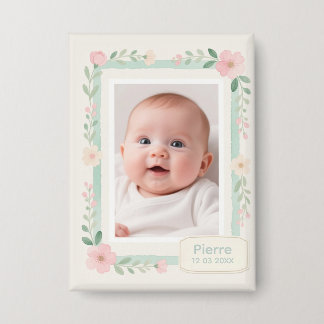 Badge Cadre photo vide floral aquarelle pastel