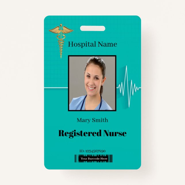 Badge Caduceus Cardio Heartbeat ID photo Médicale (Devant)