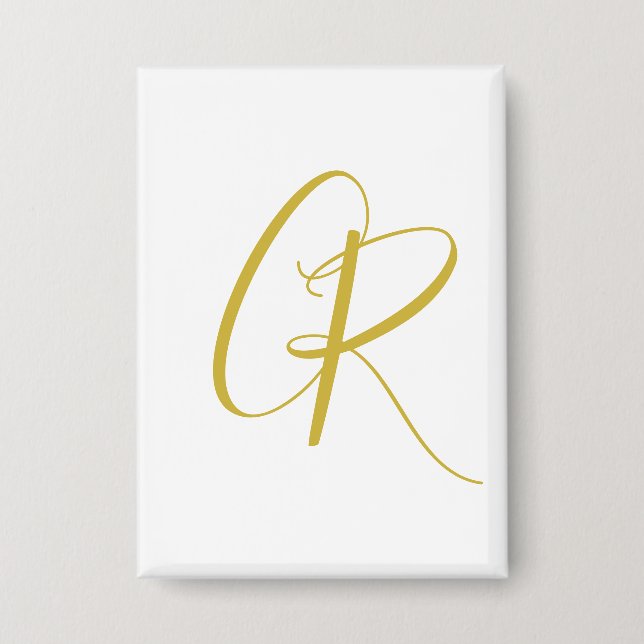 Badge Calligraphie couleur or monogramme moderne minimal (Recto)