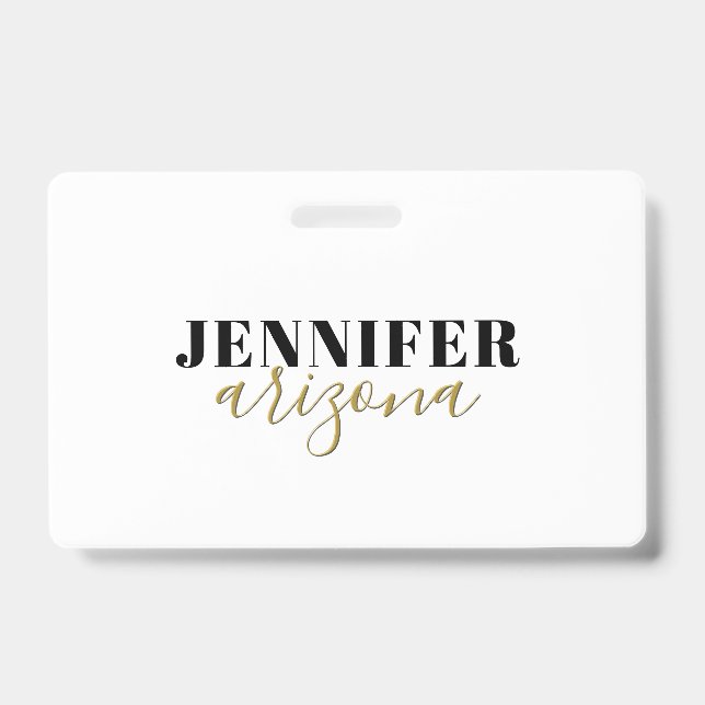 Badge Calligraphie Elegant Plain Ajouter son propre nom (Avant)