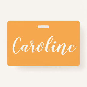 Badge Calligraphie moderne tendance jaune Nom personnali