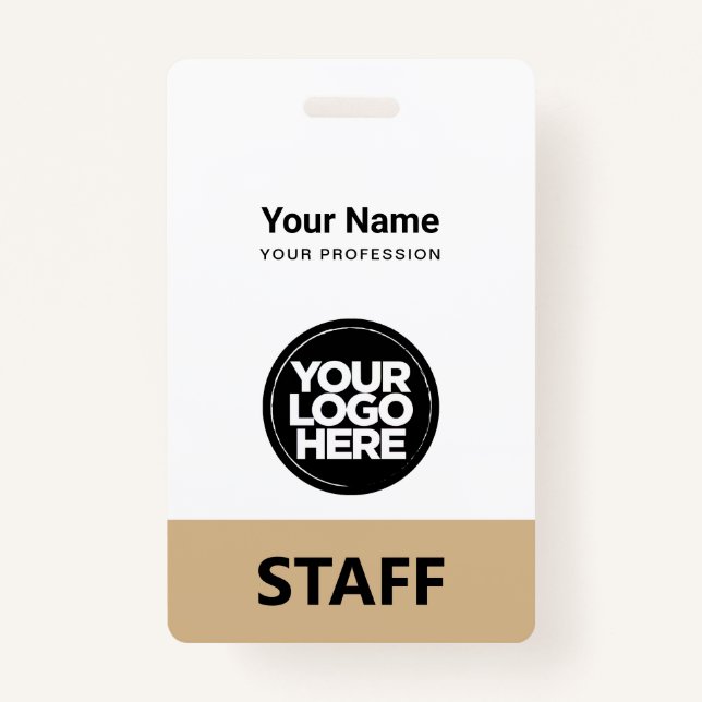 Badge Camel Beige Nom de l'employé Logo de l'entreprise  (Devant)