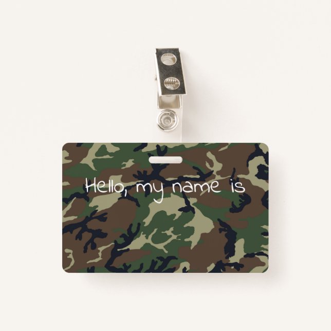 Badge Camouflage vert Brown (Devant avec clip)