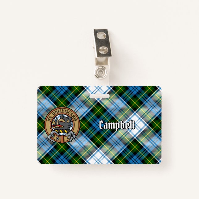 Badge Campbell Crest au-dessus de Tartan (Devant avec clip)