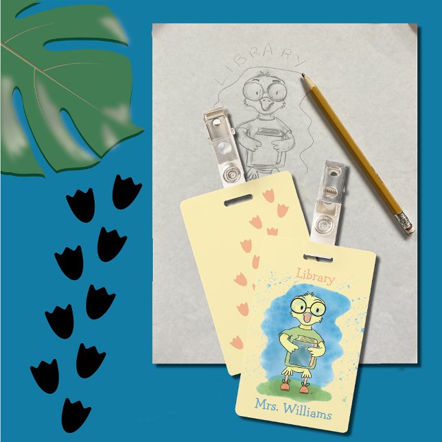 Badge Canard mignon avec passe de la bibliothèque jaune (Créateur téléchargé)