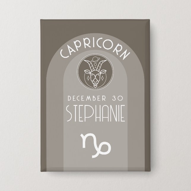 Badge Capricorn Personnalisé Anniversaire Zodiac - Desig (Recto)