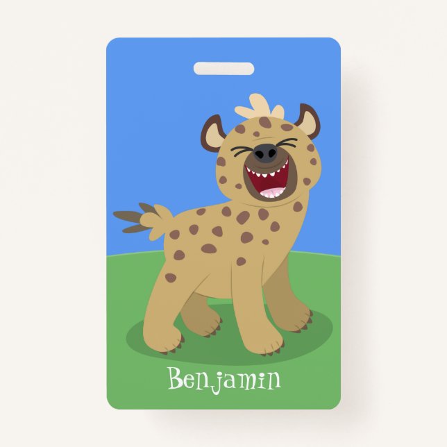 Badge Caricature amusante hyena riant illustration (Devant)