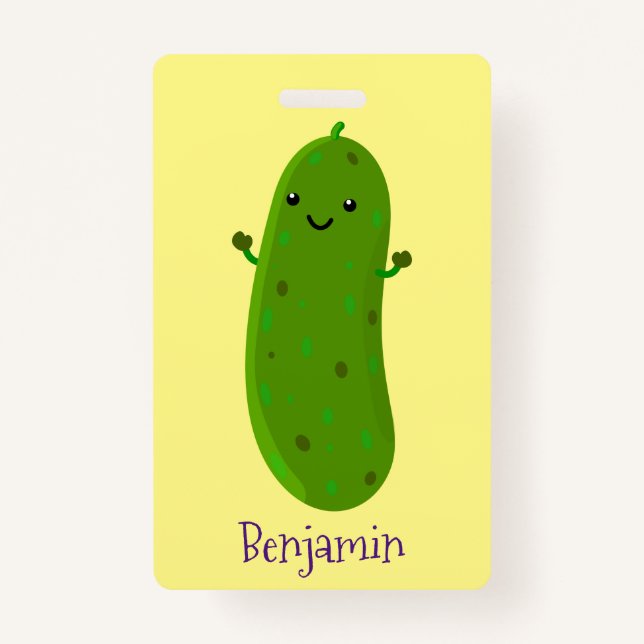 Badge Caricature de cornichon joyeux (Devant)