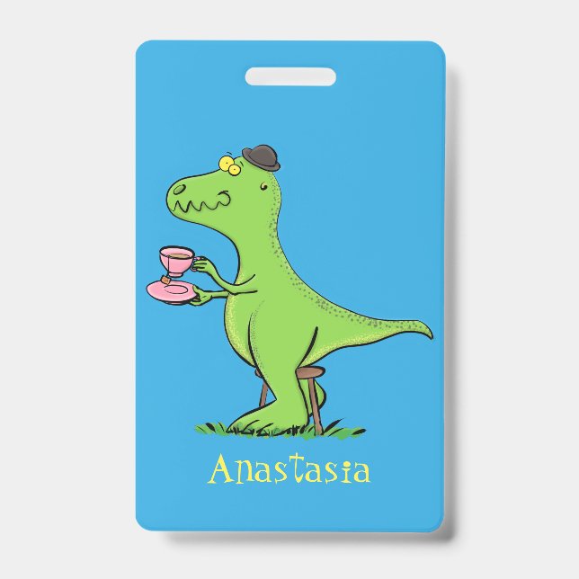 Badge Caricature de dinosaure vert t rex (Avant)