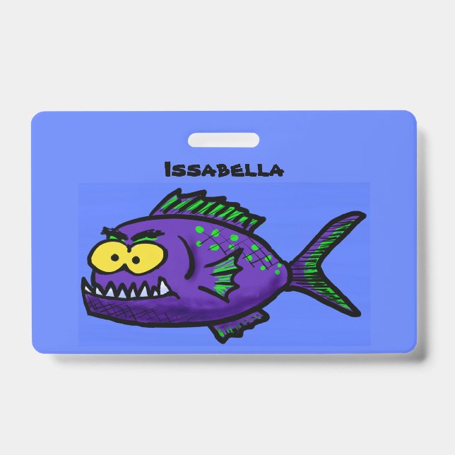 Badge Caricature de poisson de Piranha (Avant)