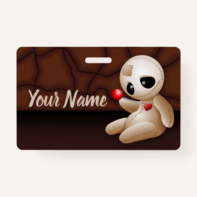 Badge Caricature de poupée vaudou en amour (Devant)