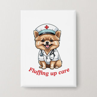 Badge Caricature d'infirmière avec conception de chien d