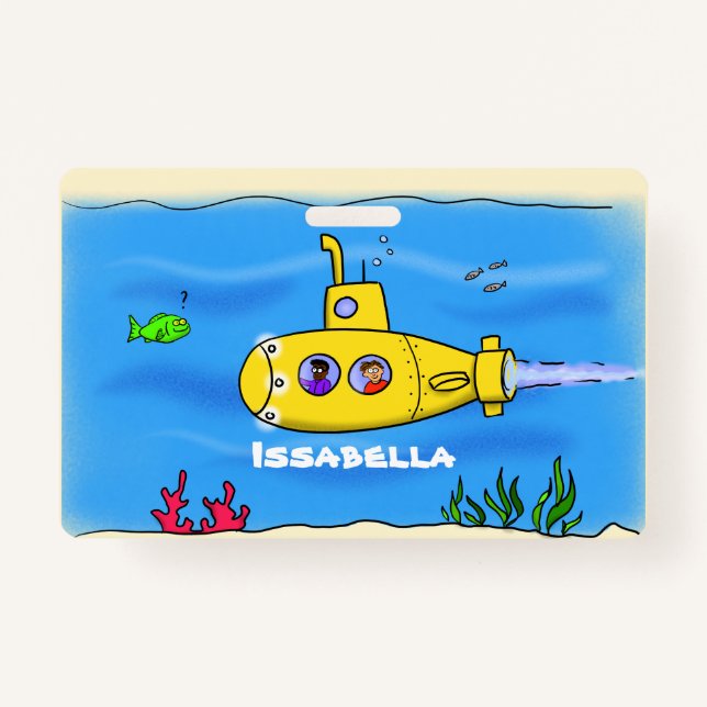 Badge Caricature sous-marine joyeuse (Devant)