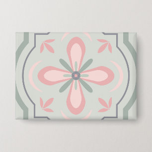 Badge Carreaux Floraux Pastel Verts