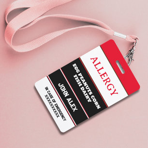 Badge Carte chef d'alerte d'allergie personnalisée