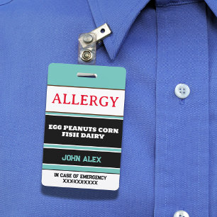 Badge Carte chef d'alerte d'allergie personnalisée