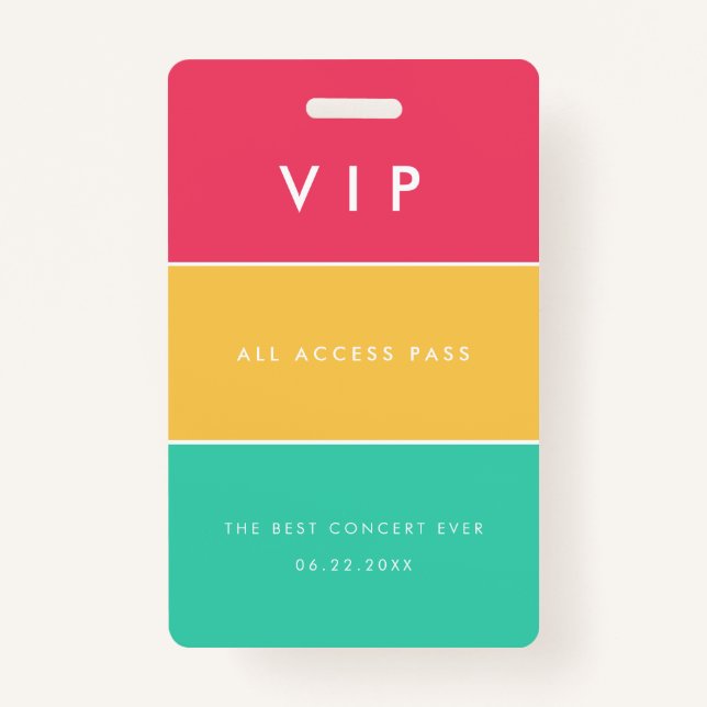 Badge Carte d'accès VIP tout personnalisable moderne (Devant)