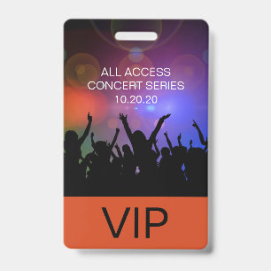 Badge Carte de concert moderne personnalisée VIP All Acc