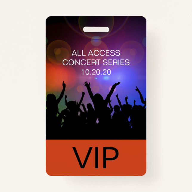 Badge Carte de concert moderne personnalisée VIP All Acc (Devant)