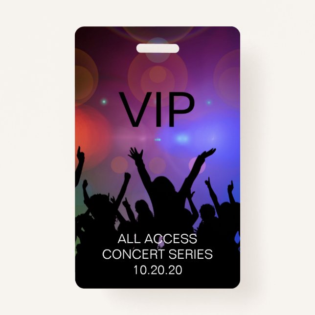 Badge Carte de concert moderne personnalisée VIP All Acc (Devant)
