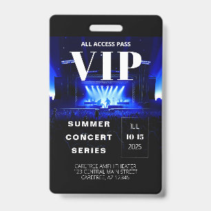 Badge Carte de concert VIP Backstage Pass QR Code