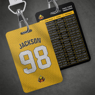 Badge Carte de l'équipe de joueur jaune personnalisée Ba
