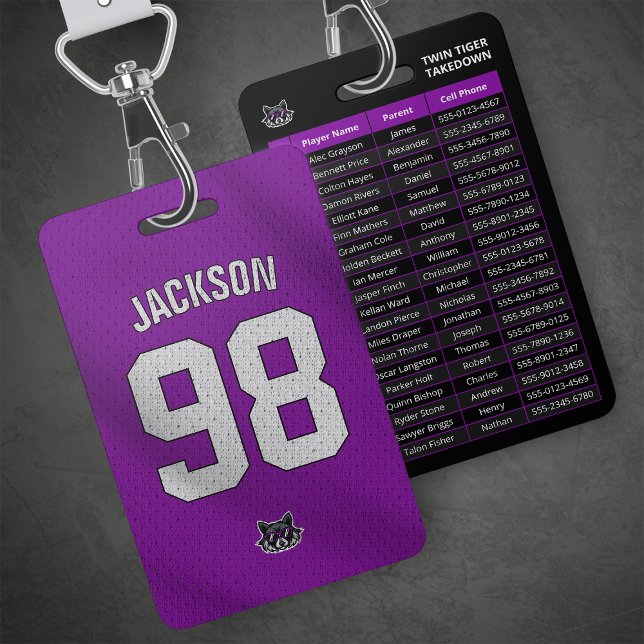 Badge Carte de l'équipe de joueur violet personnalisée B (Créateur téléchargé)