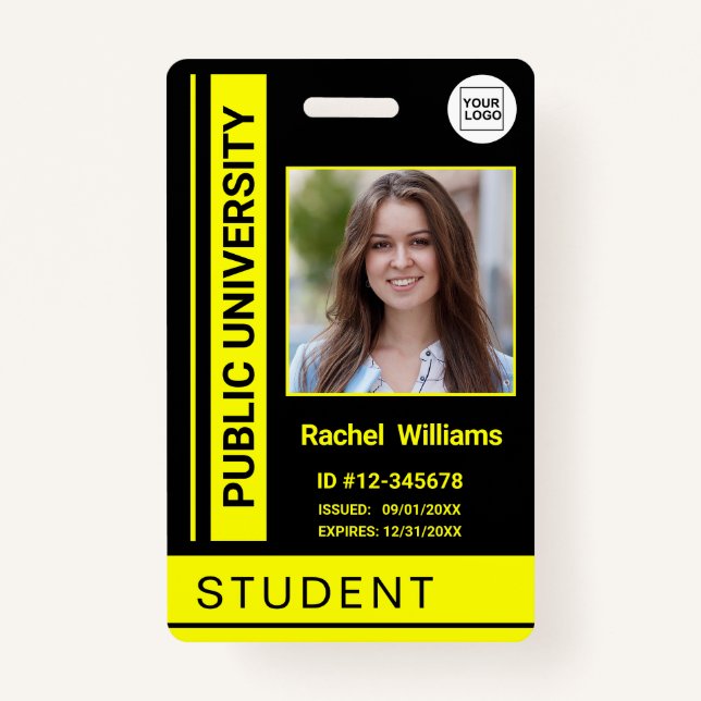 Badge Carte de l'étudiant école jaune (Devant)