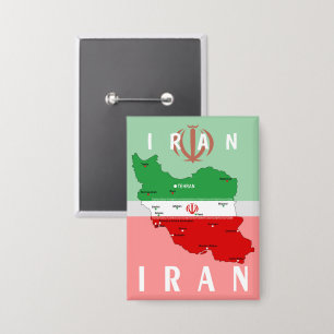Badge Carte de l'Iran avec drapeau et emblème