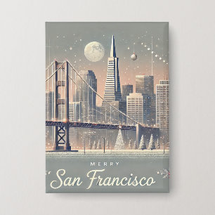Badge Carte de Noël San Francisco   Pont Golden Gate