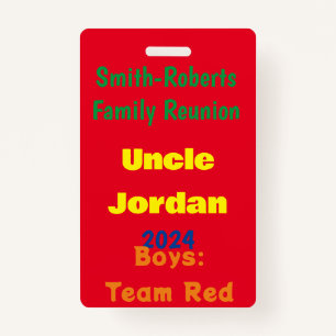 Badge Carte de nom de réunion famille
