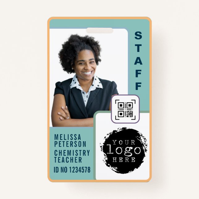 Badge Carte de nom photo de l'enseignant moderne personn (Devant)