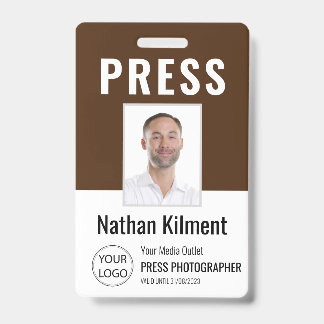 Badge Carte de Presse Journaliste Photo Nom Logo ID Marr