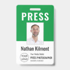 Carte de presse journaliste Photo Nom Logo ID Vert