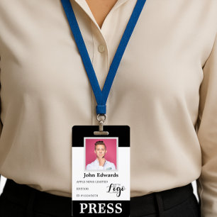 Badge Carte de Presse Personnalisée avec Photo et Logo p