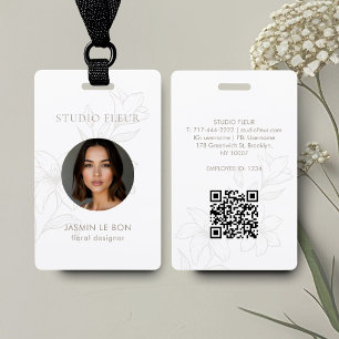 Badge Carte de visite carrée florale minimale chic