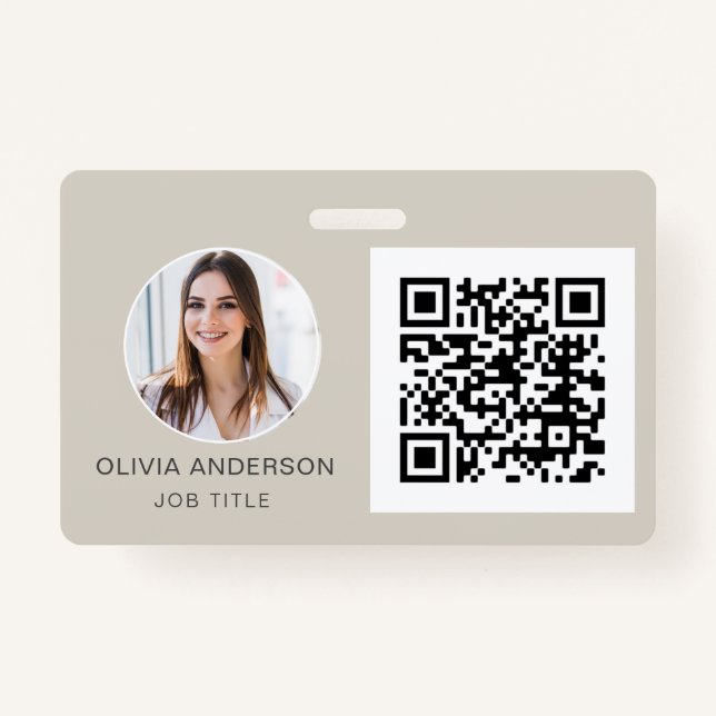 Badge Carte de visite photo QR Code Terracotta (Devant)