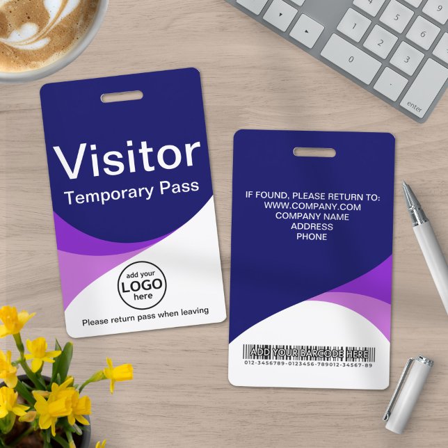 Badge Carte de visiteur d'entreprise code-barres ID bleu (Créateur téléchargé)