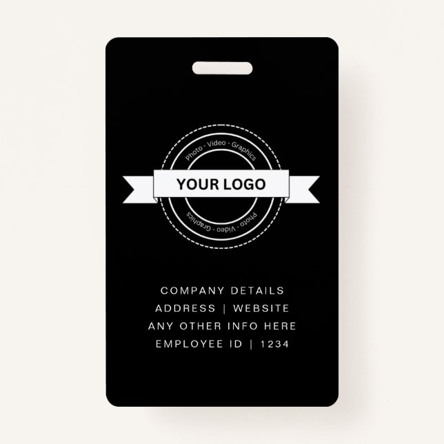 Badge Carte d'employé d'entreprise noire personnalisée (Dos)