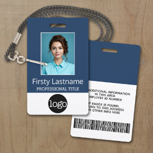 Badge Carte d'employé personnalisée - Photo, code-barres
