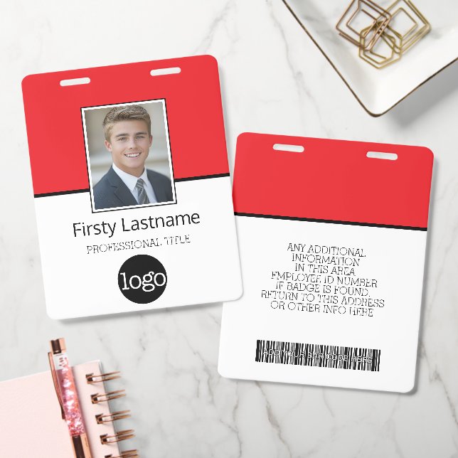 Badge Carte d'employé personnalisée - Photo, code-barres (Bureau)