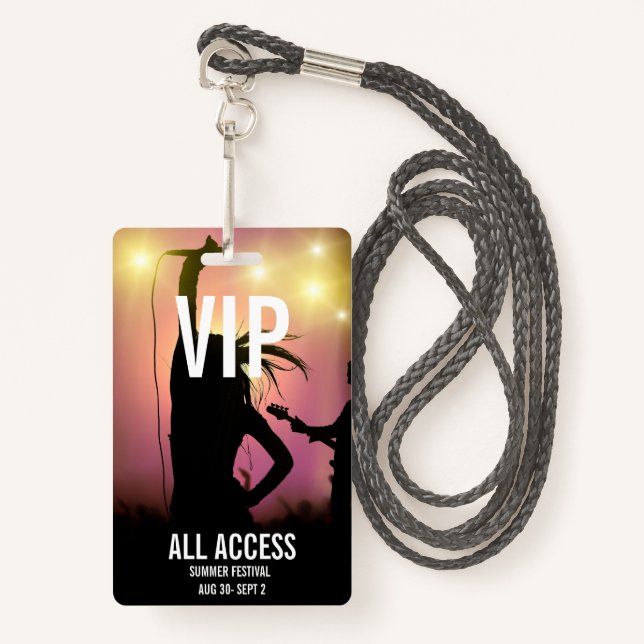 Badge Carte d'événement VIP All-Access personnalisée (Devant avec lanière)