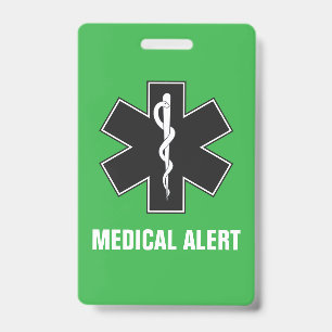 Badge Carte d'ID d'alerte médicale personnalisée et de c