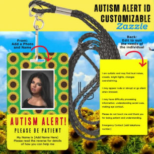 Badge Carte d'identification photo d'alerte autisme Tour