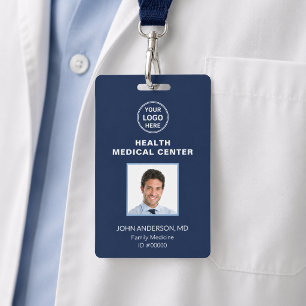 Badge Carte d'identité Clinique Médicale Médecin Bleu Ma