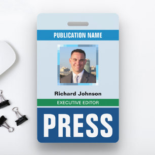 Badge Carte d'identité de journaliste photographe de pre