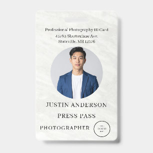 Badge Carte d'identité de journaliste photographe de pre